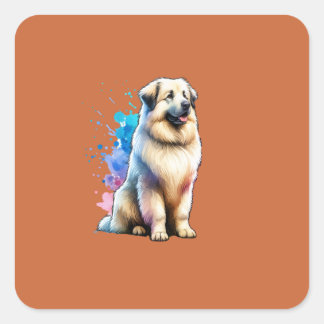 Adesivo Quadrado Cão-Pastor Pirenéus