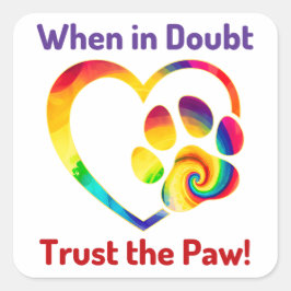 Adesivo Quadrado Cão Pata Adorava Impressão Coração Cão Pet Colorid