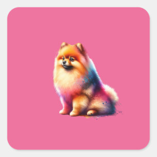 Adesivo Quadrado Cão Pomerano