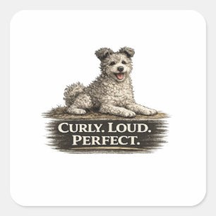 Adesivo Quadrado Cão Pumi – Curly Alto Perfeito