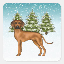 Adesivo Quadrado Cão Ridgeback Rodesiano Leão Floresta de Inverno N