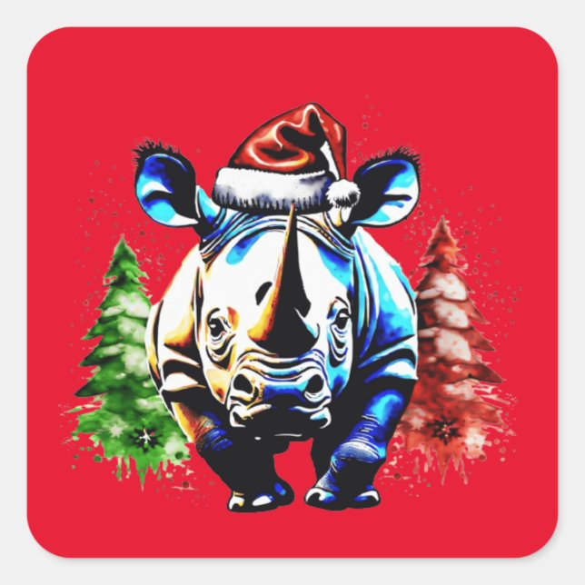 Adesivo Quadrado Cãozinho bonitinho de Natal (Frente)