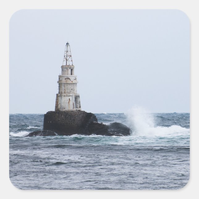 Adesivo Quadrado Capa de mar com farol (Frente)