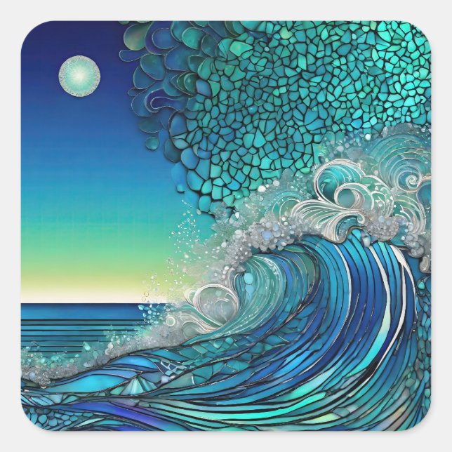 Adesivo Quadrado Capa de proteção do Surf surreal (Frente)