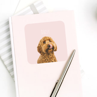 Adesivo Quadrado Capa de telefone rosa personalizada do Pastel com