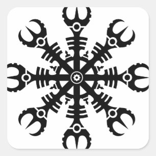 Adesivo Quadrado Capacete do incrédulo - Aegishjalmur No.2 (preto)