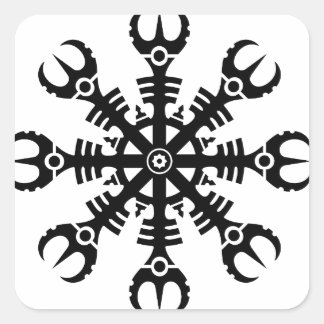 Adesivo Quadrado Capacete do incrédulo - Aegishjalmur No.2 (preto)