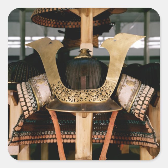 Adesivo Quadrado Capacete Samurai, 14 século (Frente)