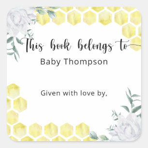 Adesivo Quadrado Capas de mel - este livro pertence a