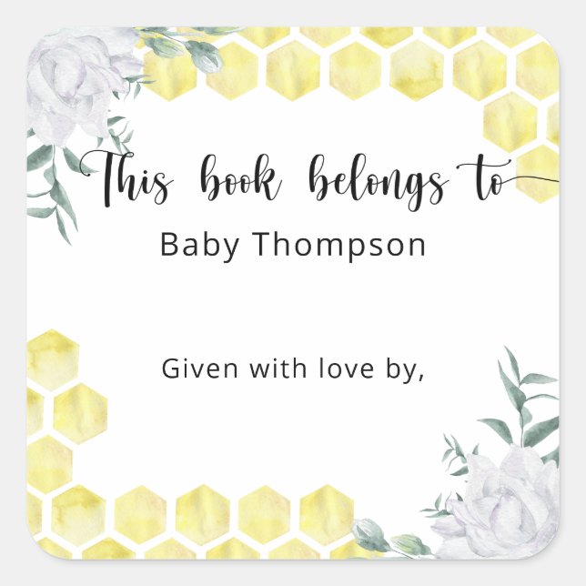 Adesivo Quadrado Capas de mel - este livro pertence a (Frente)