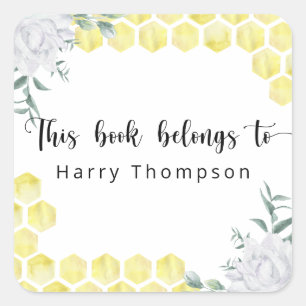 Adesivo Quadrado Capas de mel - este livro pertence a