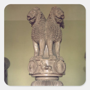 Adesivo Quadrado Capital do leão da coluna do imperador Ashoka