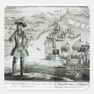 Adesivo Quadrado Capitão Bartholomew Roberts com dois navios