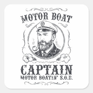 Adesivo Quadrado Capitão de Barco a Motor Engraçado Pontão Boating
