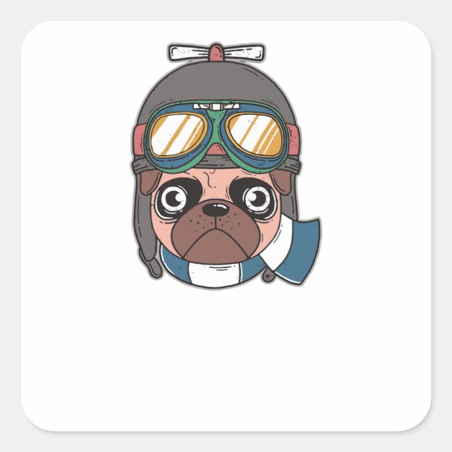 Adesivo Quadrado Capitão Pug (Frente)