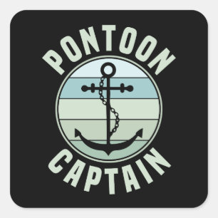 Adesivo Quadrado Capitão Retro Vintage Anchor Pontoon Proprietário