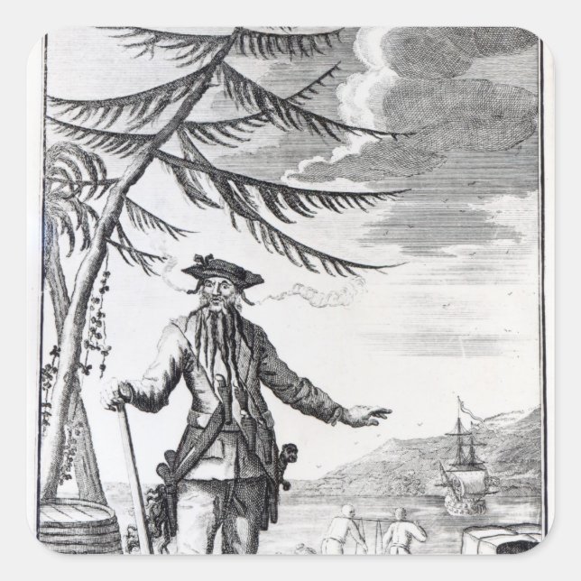 Adesivo Quadrado Capitão Teach, comumente chamado Barba Negra (Frente)