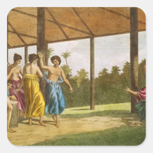 Adesivo Quadrado Capitão Wallis, à sua chegada a O'Taheite