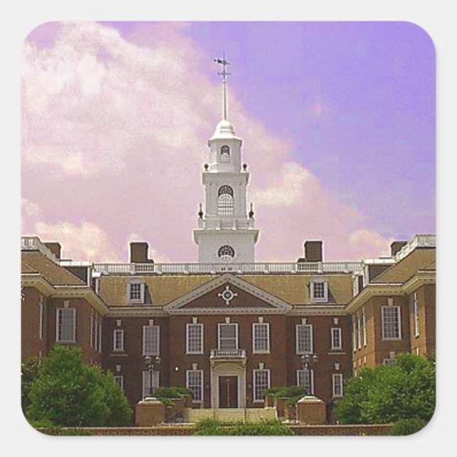 Adesivo Quadrado Capitólio estadual de Delaware em Dover (Frente)