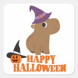 Adesivo Quadrado Capivara engraçada de Halloween