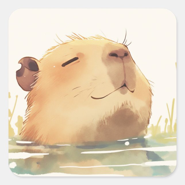 Adesivo Quadrado Capivara Esfriando (Frente)