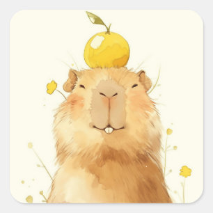 Adesivo Quadrado Capivara Laranja Você Ficou Alegre