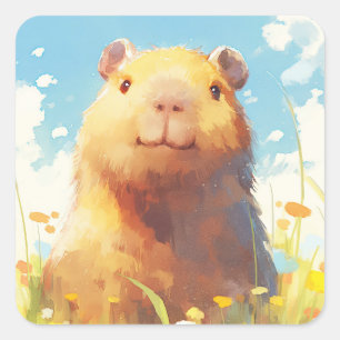 Adesivo Quadrado Capivara no Prado