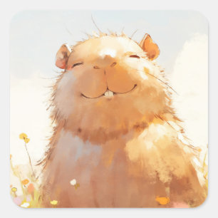 Adesivo Quadrado Capivara Relaxada e Macia