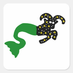Adesivo Quadrado Capricorn Espaço Cabra Marinha Cauda Verde