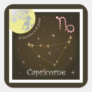Adesivo Quadrado Capricorne 22 décembre au 20 autocolante janvier