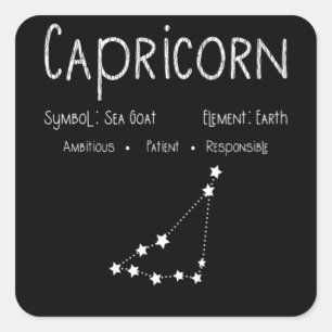 Adesivo Quadrado Capricórnio Horoscope - Sinal de Estrela - Astrol