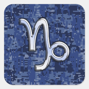 Adesivo Quadrado Capricórnio Zodiac - Sinal na Camuflagem Digital 