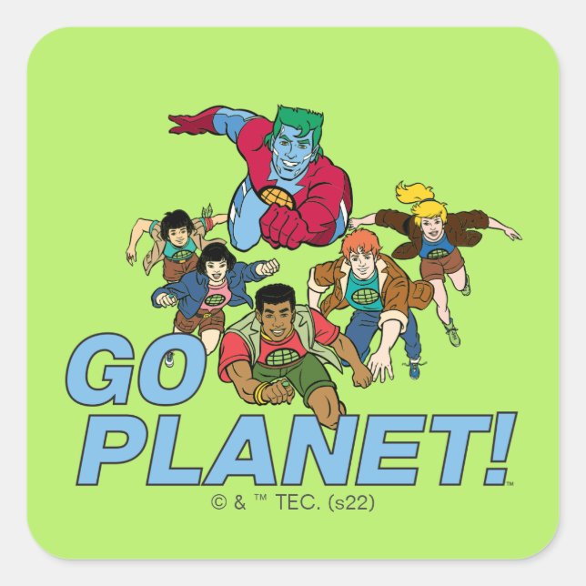 Adesivo Quadrado Captain Planet and the Planeteers - Go Planet! (Frente)