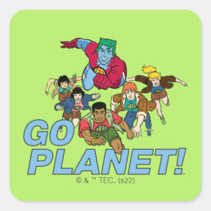 Adesivo Quadrado Captain Planet and the Planeteers - Go Planet!