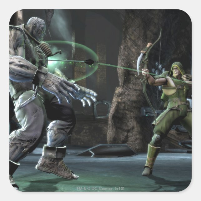 Adesivo Quadrado Captura de tela: Grundy vs Green Arrow (Frente)