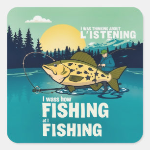 Adesivo Quadrado Captura do dia: Uma aventura de pesca humorística