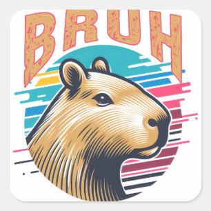 Adesivo Quadrado Capybara Bruh Funny Bruh Capybara Amém Homens Cria