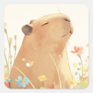 Adesivo Quadrado Capybara Daydreaming