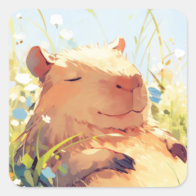 Adesivo Quadrado Capybara Lazy Days (Frente)