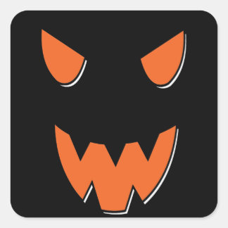 Adesivo Quadrado Cara Assustadora Na Pumpkin De Halloween