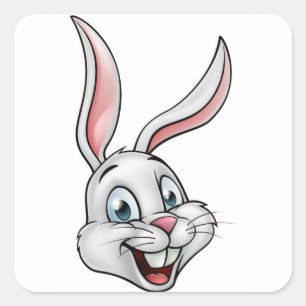 Adesivo Quadrado Cara branca do coelho de coelho dos desenhos