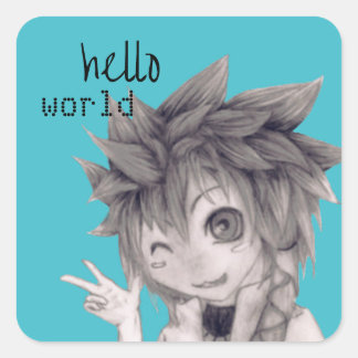 Adesivo Quadrado Cara de Anime Vestindo, Desenho Original