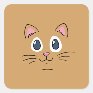 Adesivo Quadrado Cara de Gatinho Fofinho