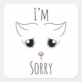Adesivo Quadrado Cara de Gato Triste: Desculpe