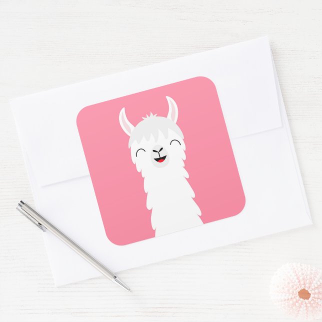 Adesivo Quadrado Cara de lama alpaca (Envelope)