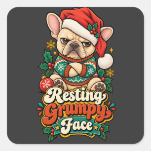Adesivo Quadrado Cara de Mau Humor em Repouso French Bulldog Natal