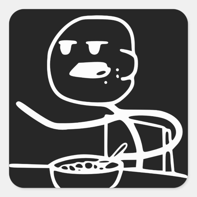 Adesivo Quadrado Cara de Meme do cereal (Frente)