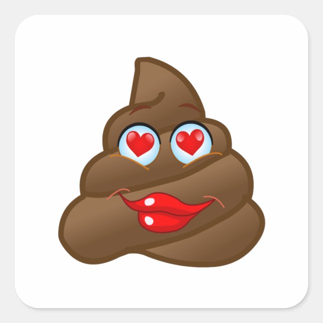 Adesivo Quadrado Cara de Poop Emoji! (Frente)