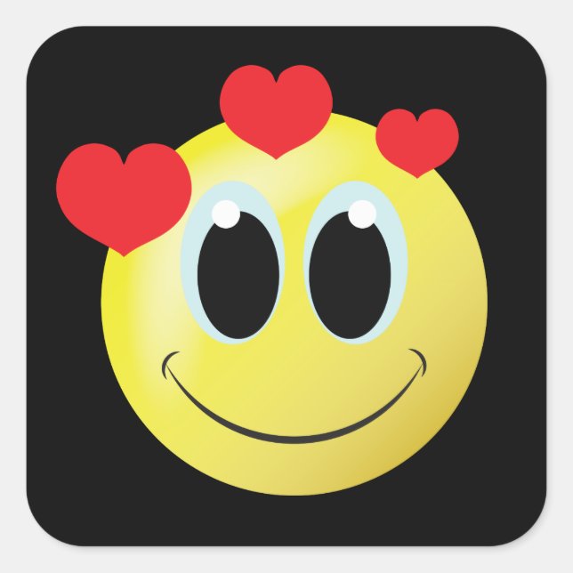 Adesivo Quadrado Cara divertida, adoro autocolante (Frente)