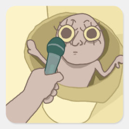 Adesivo Quadrado Cara engraçada no palito